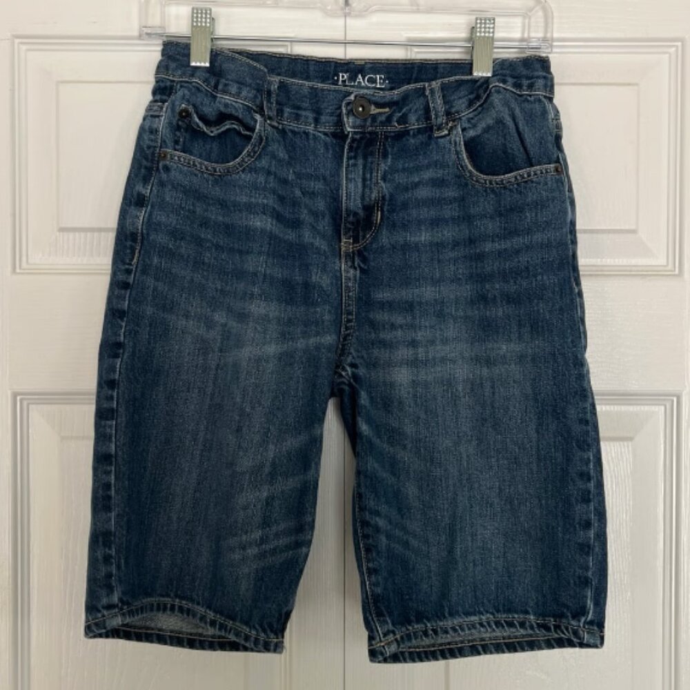 The Children's Place Dark Denim Jean Shorts Boys Tweens Teens Adjustable Waist